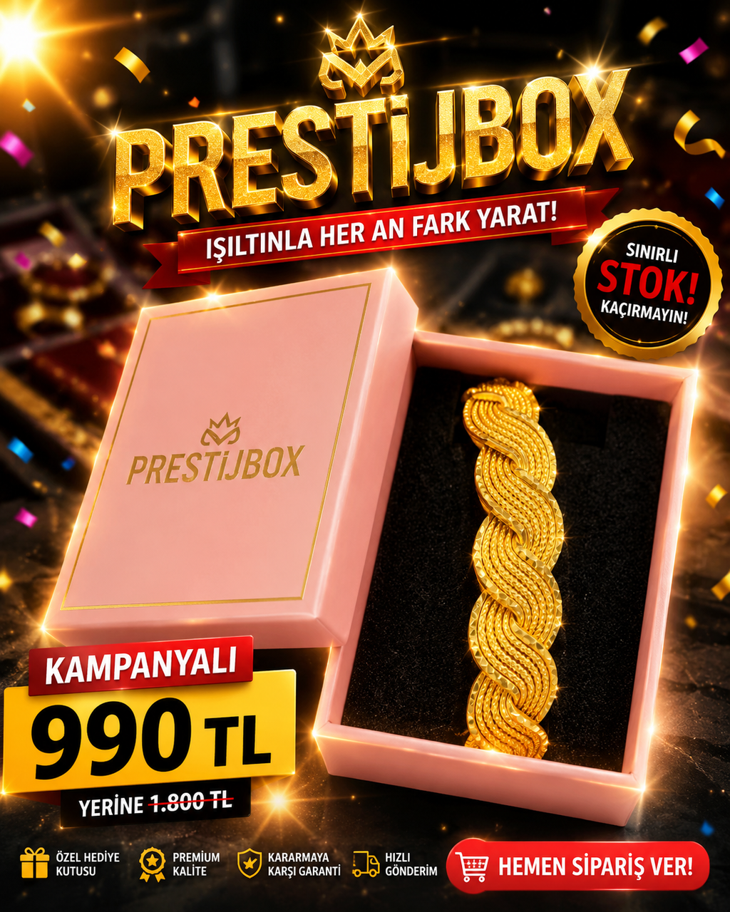 22k Ayar Altın Kaplama Örgü Kadın Bilezik